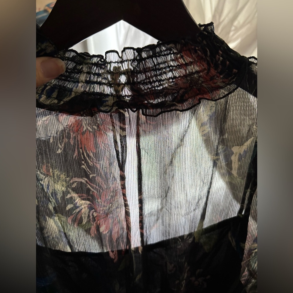 ZARA Basic sz XS sheer lined floral dress - Picture 5 of 11